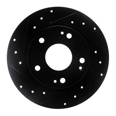 R1 2016-2025 Honda Civic Coupe Rear Left Drilled & Slotted Black Brake Rotor