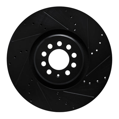 R1 04-06 Audi TT Quattro Right Front Drilled & Slotted Black Brake Rotor
