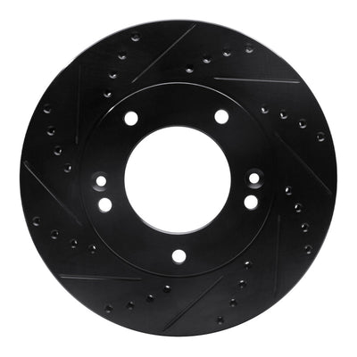 R1 03-06 Kia Sorento Front Left Drilled & Slotted Black Brake Rotor