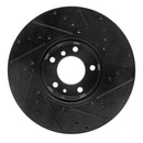 R1 91-01 BMW 740I Front Left Drilled & Slotted Black Brake Rotor