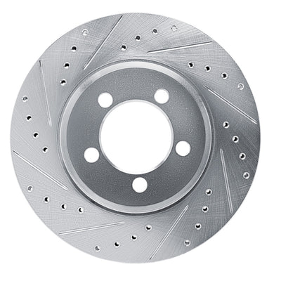 R1 65-66 Ford Custom 500 Front Left Drilled & Slotted Silver Brake Rotor
