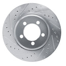 R1 65-66 Ford Custom 500 Front Left Drilled & Slotted Silver Brake Rotor