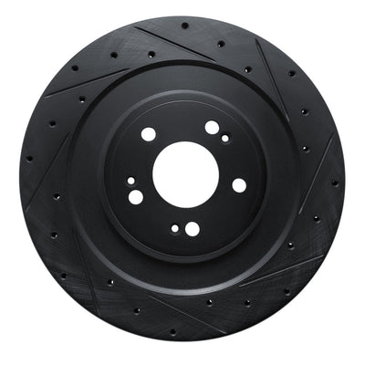 R1 21-26 Genesis GV70 Rear Right Drilled & Slotted Black Brake Rotor
