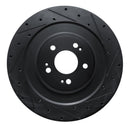 R1 21-26 Genesis GV70 Rear Right Drilled & Slotted Black Brake Rotor