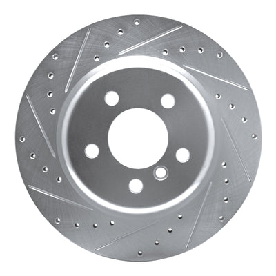 R1 11-16 BMW 528I xDrive Rear Left Drilled & Slotted Silver Brake Rotor