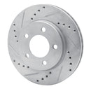 R1 70-93 Ford Taurus (Excl SHO) Front Left Drilled & Slotted Silver Brake Rotor