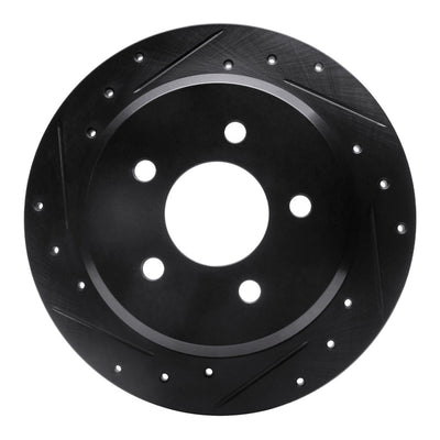 R1 96-02 Ford Crown Victoria Rear Left Drilled & Slotted Black Brake Rotor