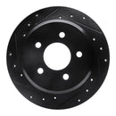 R1 96-02 Ford Crown Victoria Rear Left Drilled & Slotted Black Brake Rotor