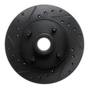 R1 78-93 Ford Fairmont Front Left Drilled & Slotted Black Brake Rotor