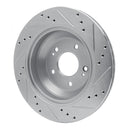 R1 11-17 Hyundai Equus Rear Left Drilled & Slotted Silver Brake Rotor
