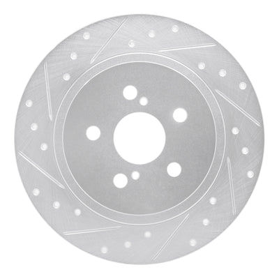 R1 11-17 Lexus CT200H Rear Left Drilled & Slotted Silver Brake Rotor