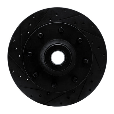R1 78-97 Dodge B200 / B200 Van / B250 Front Left Drilled & Slotted Black Brake Rotor