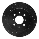 R1 01-05 Acura EL Rear Left Drilled & Slotted Black Brake Rotor