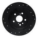 R1 04-09 Lexus RX330 Rear Right Drilled & Slotted Black Brake Rotor