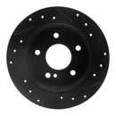 R1 94-98 Mercedes-Benz C280 Rear Left Drilled & Slotted Black Brake Rotor