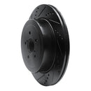 R1 03-04 Subaru Impreza Rear Left Drilled & Slotted Black Brake Rotor