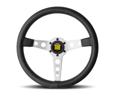 Momo Prototipo Steering Wheel 350 mm - Tobacco Leather/Brown Stitch/Brushed Spokes