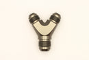 DeatschWerks 8AN Male Flare + 8AN Male Flare to 10AN Male Flare Y Block Fitting