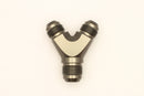 DeatschWerks 8AN Male Flare + 8AN Male Flare to 10AN Male Flare Y Block Fitting