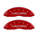 MGP 4 Caliper Covers Engraved Front Acura Engraved Rear MDX Red finish silver ch