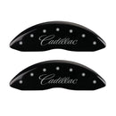 MGP 4 Caliper Covers Engraved Front Cursive/Cadillac Engraved Rear CTS Black finish silver ch