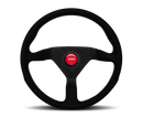 Momo Montecarlo Alcantara Steering Wheel 350 mm - Black/Red Stitch/Black Spokes