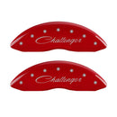 MGP 4 Caliper Covers Engraved Front & Rear Cursive/Challenger Red finish silver ch