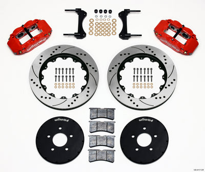 Wilwood Narrow Superlite 6R Front Hat Kit 14.00in Drill Red 1994-2004 Mustang