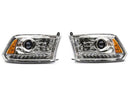 Raxiom 09-18 Dodge RAM 1500 LED Halo Headlights w/ Switchback Turn Signals- Chrome Hsng (Clear Lens)