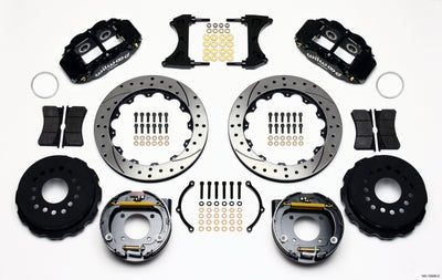 Wilwood Narrow Superlite 4R Rear P-Brk Kit 12.88in Drilled Chevy 12 Bolt w/ C-Clips Staggered mt