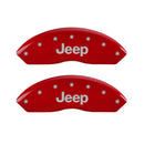 MGP 4 Caliper Covers Engraved Front & Rear JEEP Red finish silver ch