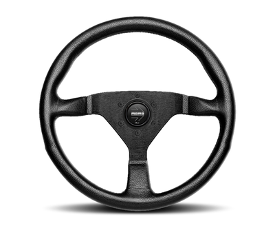 Momo Montecarlo Steering Wheel 320 mm - Black Leather/Red Stitch/Black Spokes