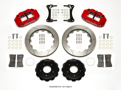 Wilwood Narrow Superlite 4R Front Hat Kit 12.88in Red 2007-Up Jeep Wrangler