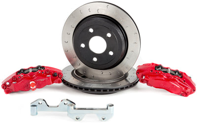 Alcon 2007+ Jeep JK-JL 330x22mm Rotors 4-Piston Calipers Rear Brake Kit (Includes Brake Lines) - Red