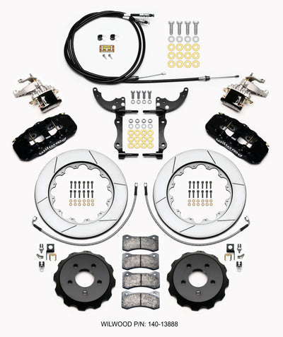 Wilwood AERO4 / MC4 Rear Kit 14.00 15-23 Mustang w/Lines & Cables