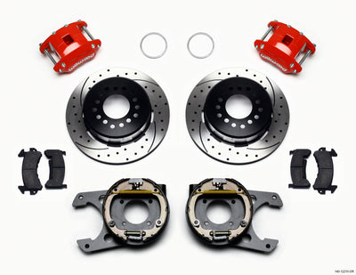 Wilwood D154 P/S P-B Kit Drilled-Red Chevy 12 Bolt 2.75in Off w/ C-Clips