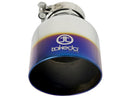aFe Takeda 304 Stainless Steel Clamp-On Exhaust Tip 2.5in. Inlet / 4.5in. Outlet - Blue Flame