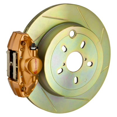 Brembo 08-14 WRX Rear GT BBK 2 Piston Cast 2pc 316 x20 1pc Rotor Slotted Type1 - Gold