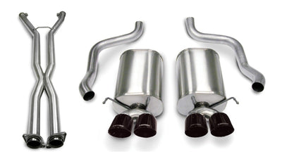 Corsa 2005-2007 Chevrolet Corvette C6 6.0L V8 Auto Sport 2.5in. Cat-Back Dual Rear Exit with Twin 3.5in. Black PVD Pro-Series Tips