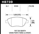 Hawk 2013 Fiat 500 Abarth Front HPS 5.0 Street Brake Pads