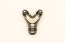 DeatschWerks 6AN Male Flare + 6AN Male Flare to 8AN Male Flare Y Block Fitting