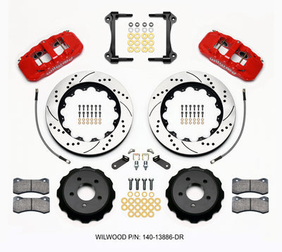 Wilwood AERO6 Front Hat Kit 14.00 Drilled Red 15-23 Mustang w/Lines